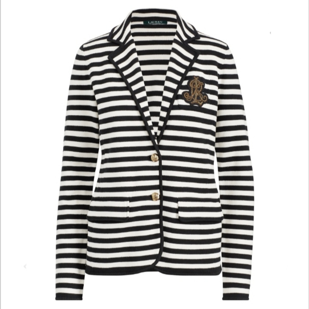 Lauren Ralph Lauren Striped Knit Blazer L - Picture 3 of 8